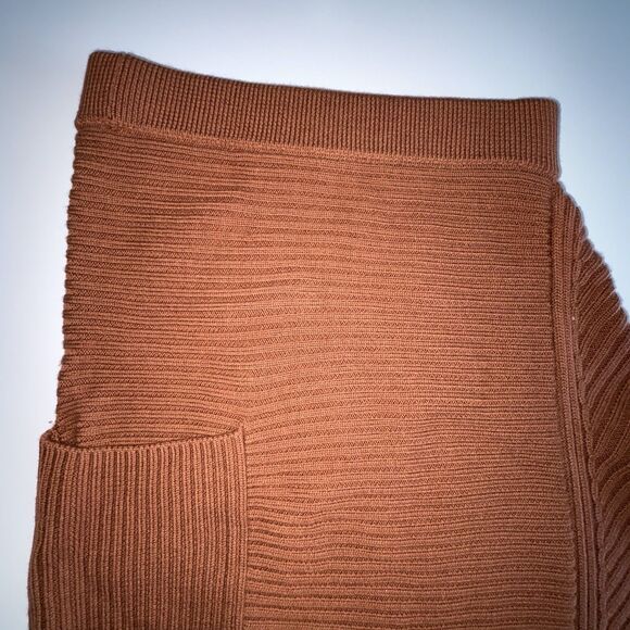 TIBI Origami Camel Merino Wool Rib Knit Midi Skirt Size Small Asymmetrical - Picture 5 of 10